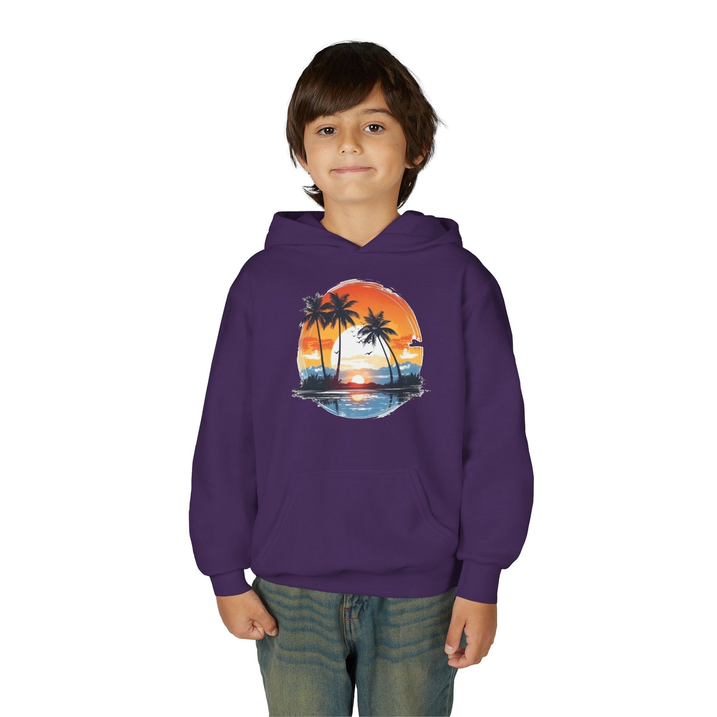 Youth Heavy Blend Hooded Sweatshirt - Tropical Sunset Beachwear