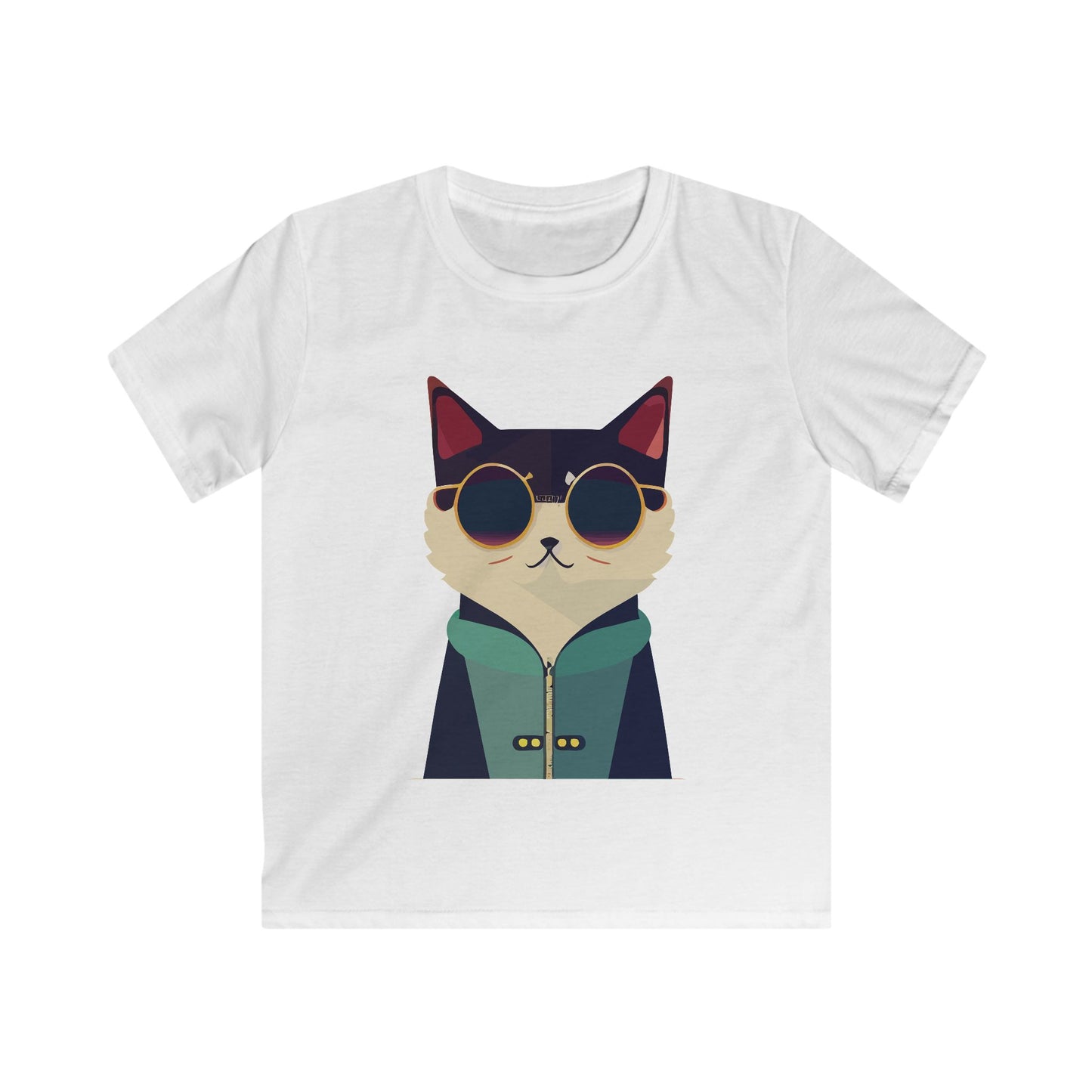 Kids Heavy Cotton Tee - Cool Cat ,Funny Cat Shirt