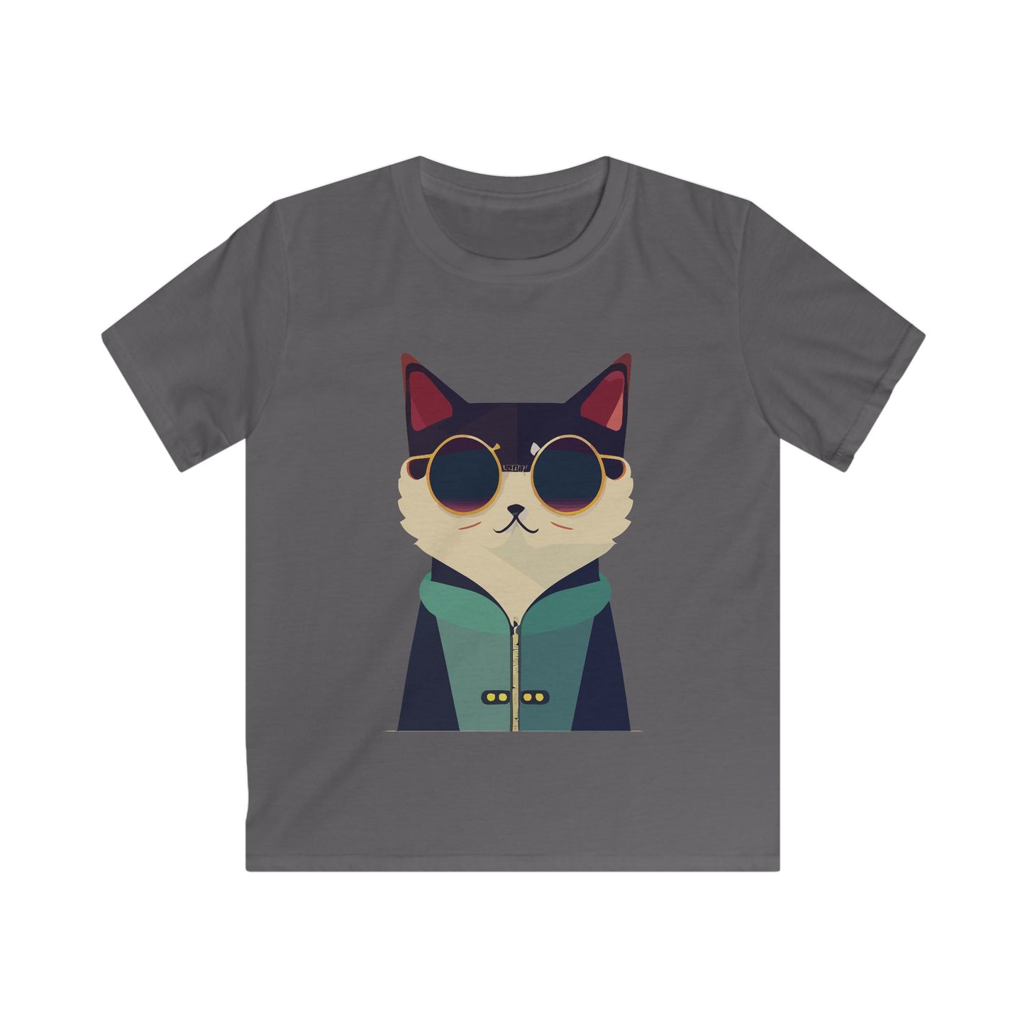 Kids Heavy Cotton Tee - Cool Cat ,Funny Cat Shirt