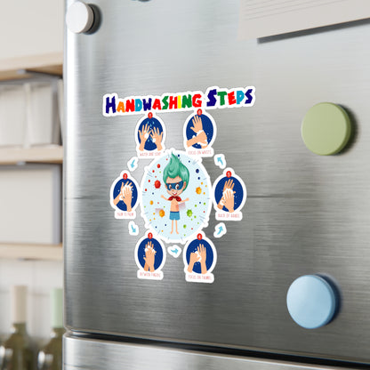 Halloween Kiss-Cut Vinyl Decals – Super kiddo how to wash hand properly - [[{"value":"Wonderwear Kid"}]]