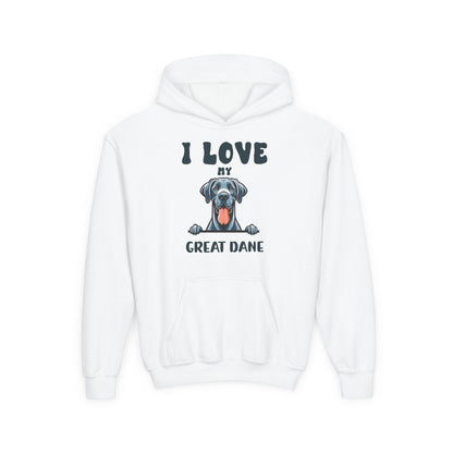 Youth Heavy Blend Hooded Sweatshirt - I love my Great Dane Printify
