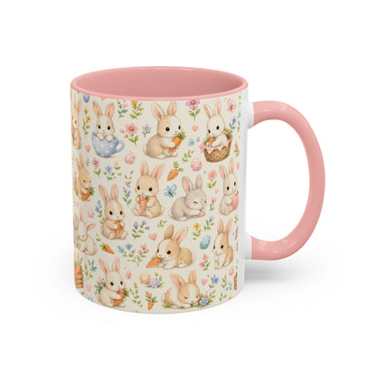 Accent Coffee Mug  (11/15 oz) - Pastel Bunny Garden Easter