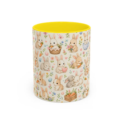 Accent Coffee Mug  (11/15 oz) - Pastel Bunny Garden Easter