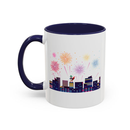 Accent Coffee Mug - Super kiddo with fireworks - [[{"value":"Wonderwear Kid"}]]