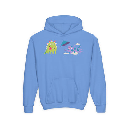 Youth Heavy Blend Hooded Sweatshirt - Monsters playing Printify