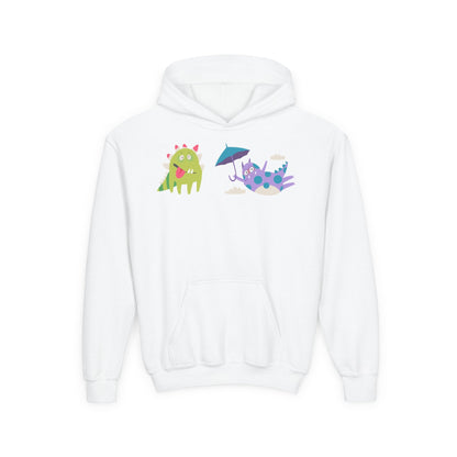 Youth Heavy Blend Hooded Sweatshirt - Monsters playing Printify