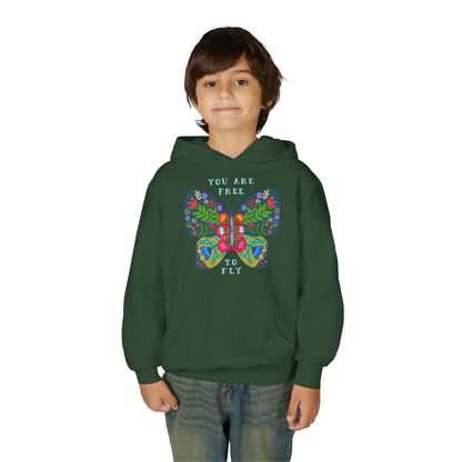 Youth Heavy Blend Hooded Sweatshirt - You are free to fly Printify