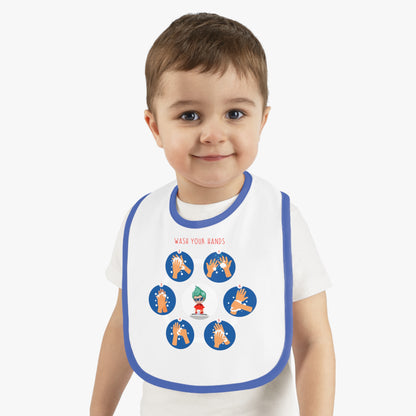 Baby Bib - Super kiddo teaching how to wash hands - [[{"value":"Wonderwear Kid"}]]