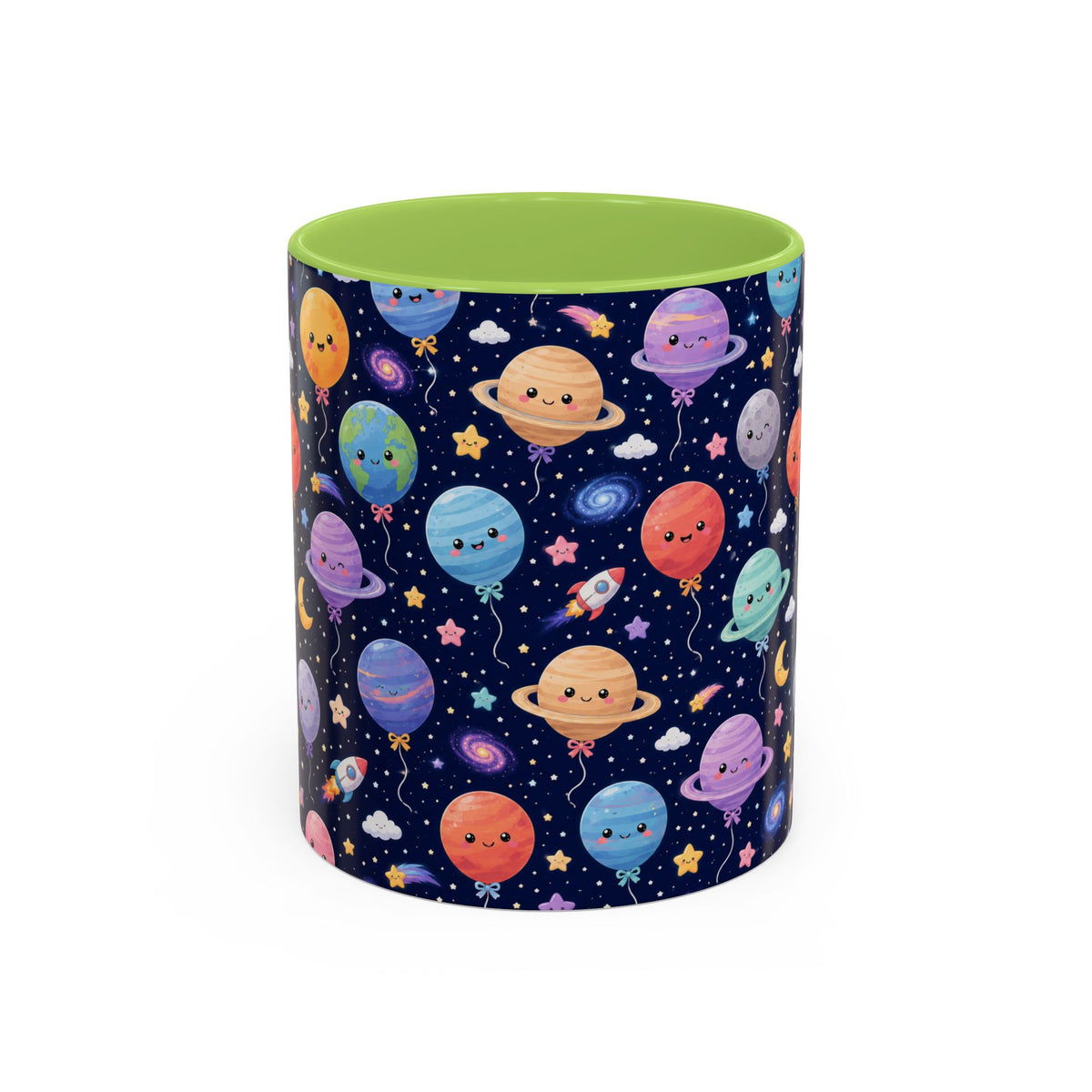 Accent Coffee Mug (11/15 oz) - Kawaii Space Balloon Planet