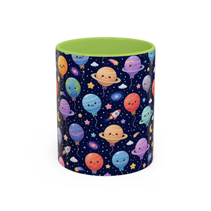 Accent Coffee Mug (11/15 oz) - Kawaii Space Balloon Planet