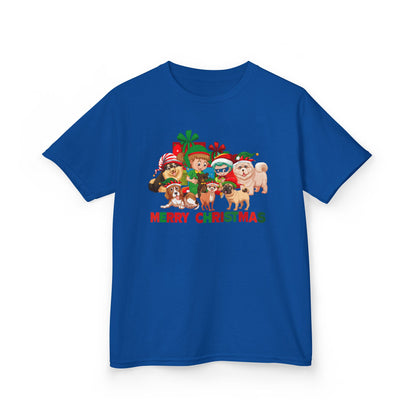 Kids Heavy Cotton™ Tee - Christmas with super kiddo pet friends with text - [[{"value":"Wonderwear Kid"}]]
