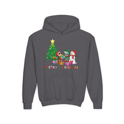 Youth Heavy Blend Hooded Sweatshirt - Super kiddo preparing gifts - [[{"value":"Wonderwear Kid"}]]