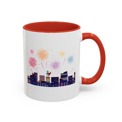 Accent Coffee Mug - Super kiddo with fireworks - [[{"value":"Wonderwear Kid"}]]