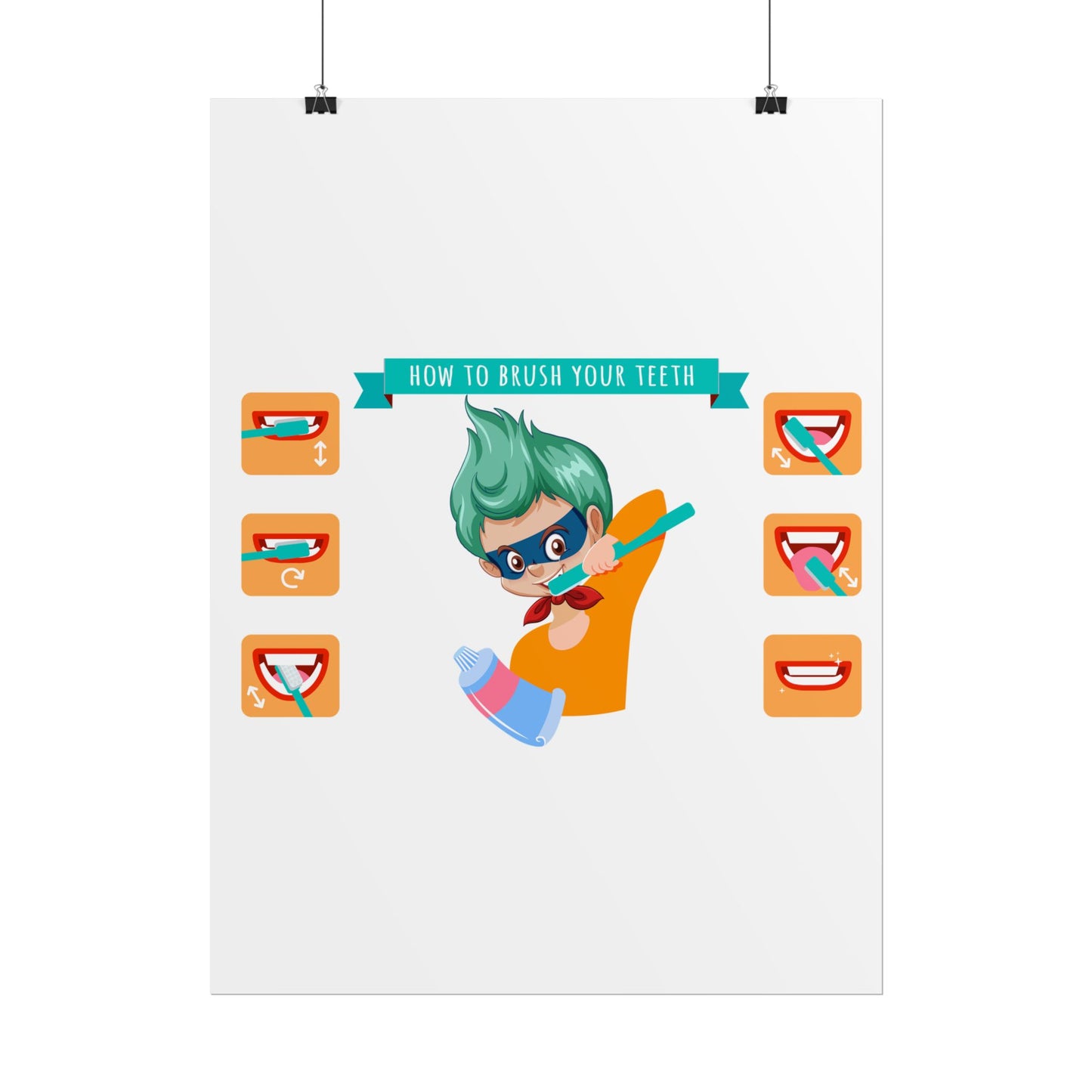 Rolled Posters - Super kiddo how to brush teeth - [[{"value":"Wonderwear Kid"}]]