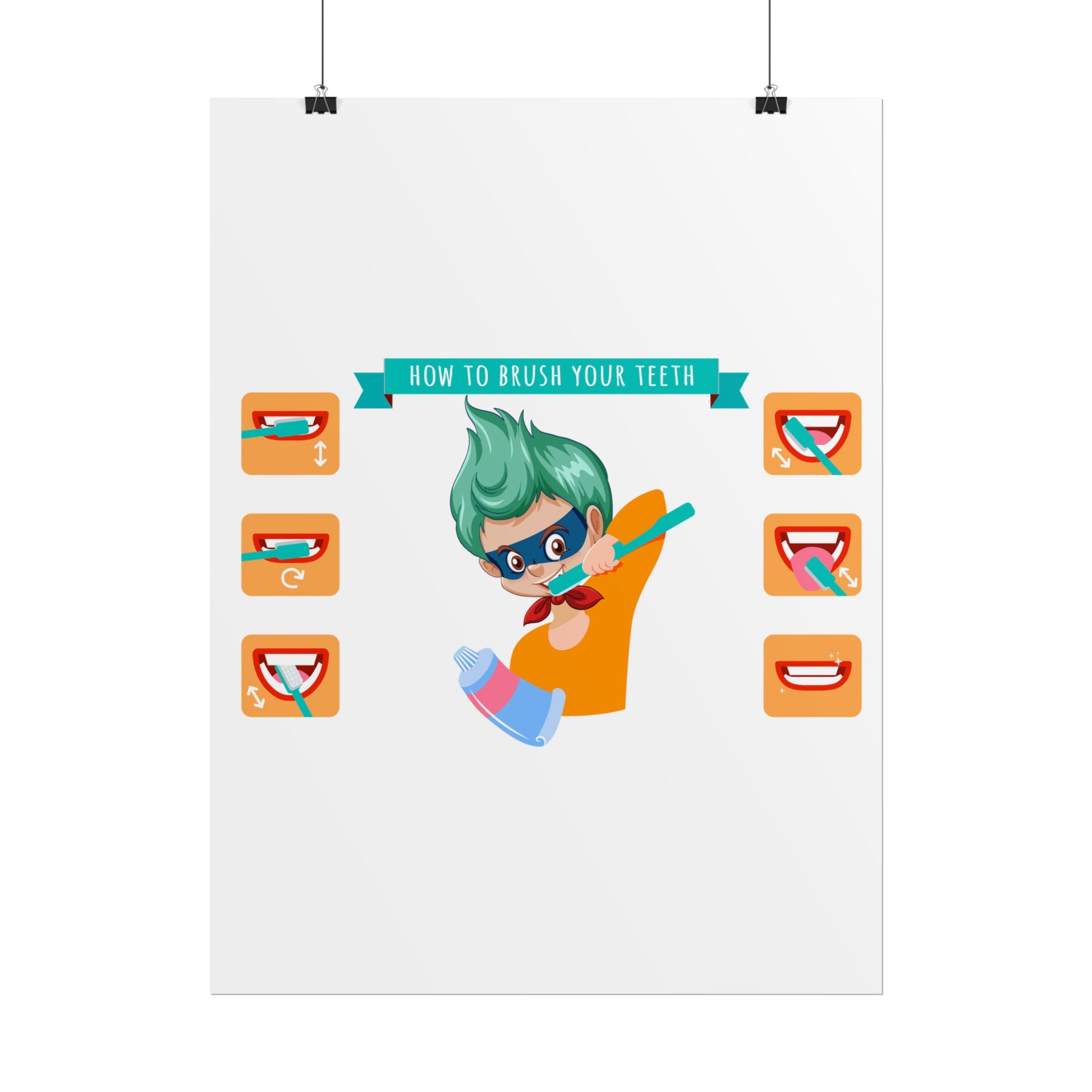 Rolled Posters - Super kiddo how to brush teeth - [[{"value":"Wonderwear Kid"}]]