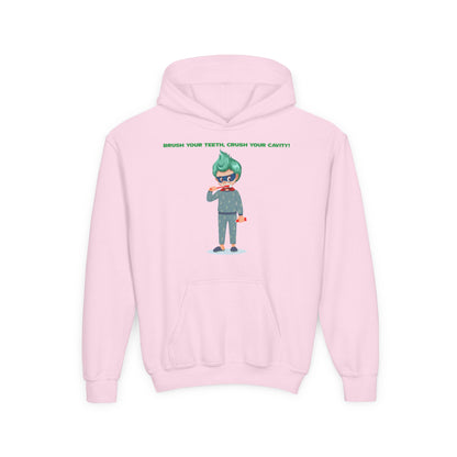 Youth Heavy Blend Hooded Sweatshirt - Super kiddo brushing teeth - [[{"value":"Wonderwear Kid"}]]