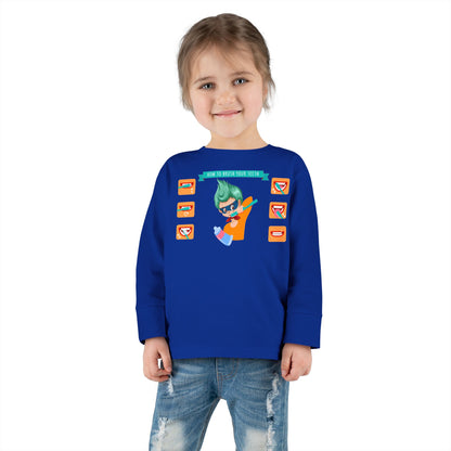 Toddler Long Sleeve Tee - Super kiddo how to brush teeth - [[{"value":"Wonderwear Kid"}]]
