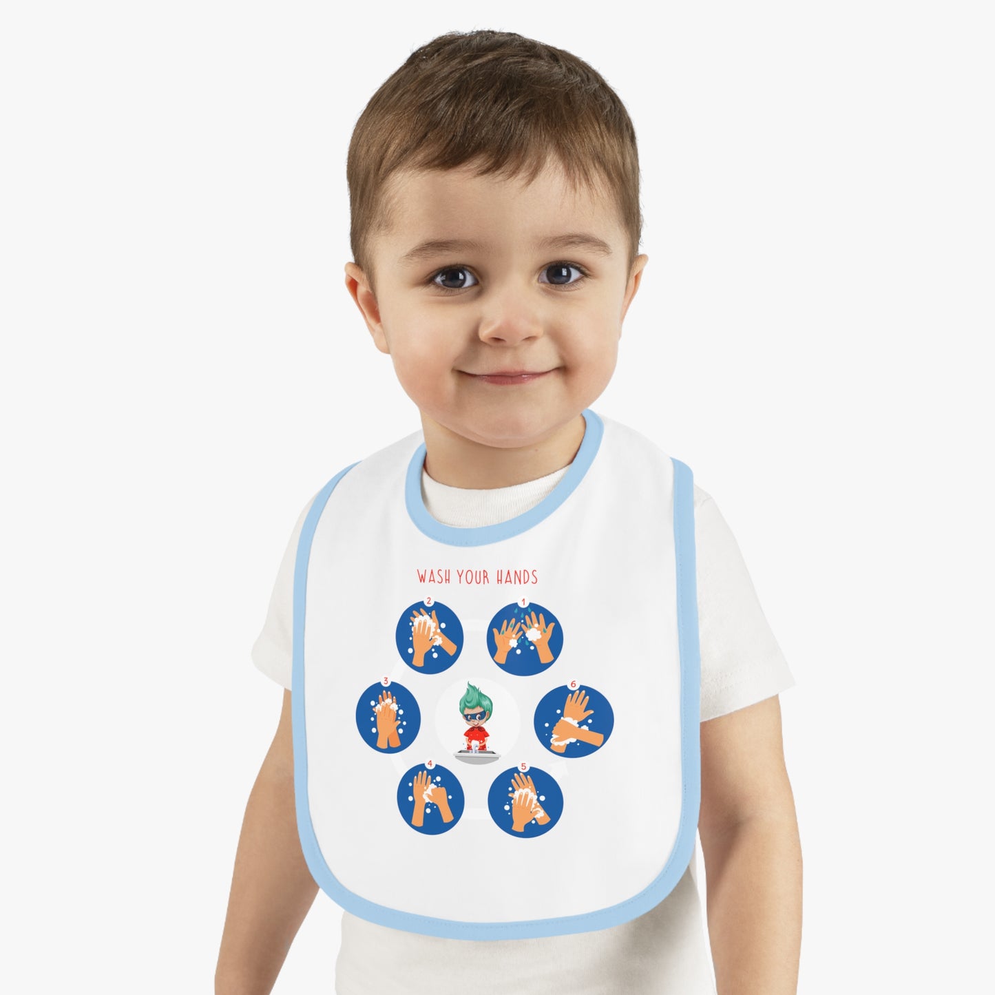 Baby Bib - Super kiddo teaching how to wash hands