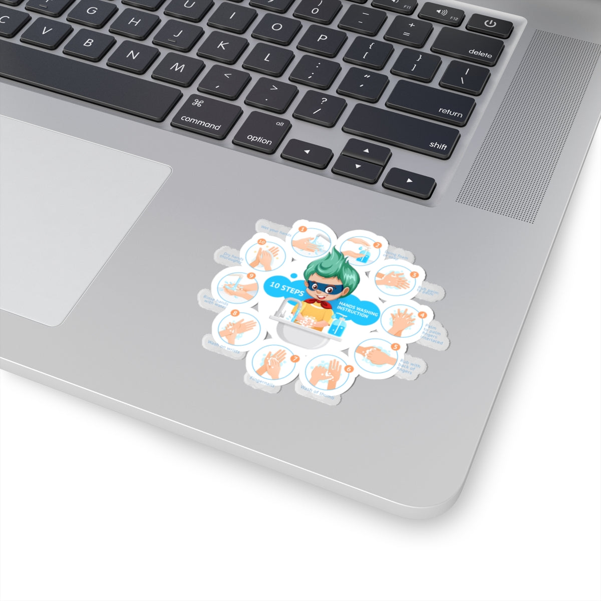 Kiss-Cut Stickers - Super kiddo hand washing steps - [[{"value":"Wonderwear Kid"}]]