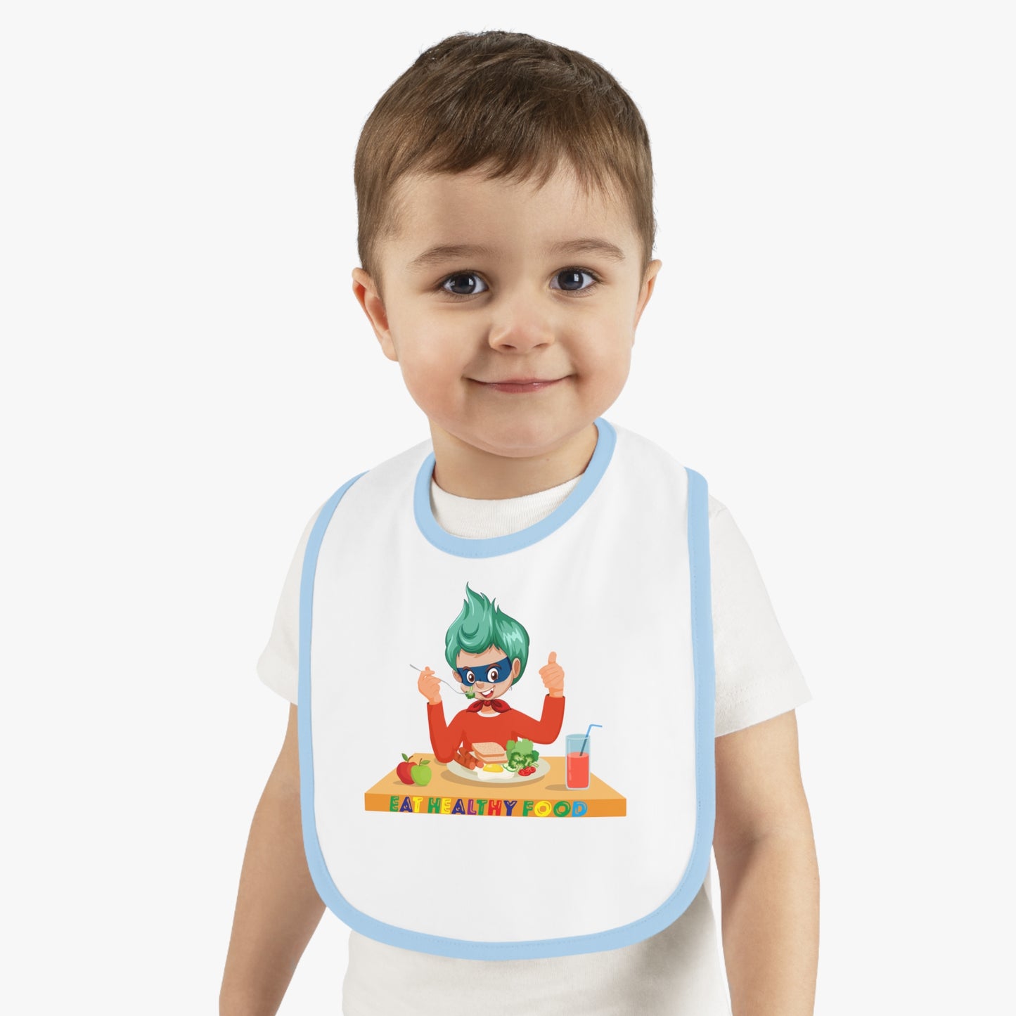 Baby Bib - Super kiddo eating healthy breafast