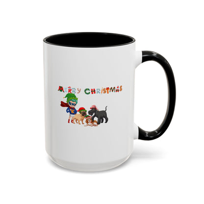 Accent Coffee Mug - Super kiddo woith pet friends - [[{"value":"Wonderwear Kid"}]]