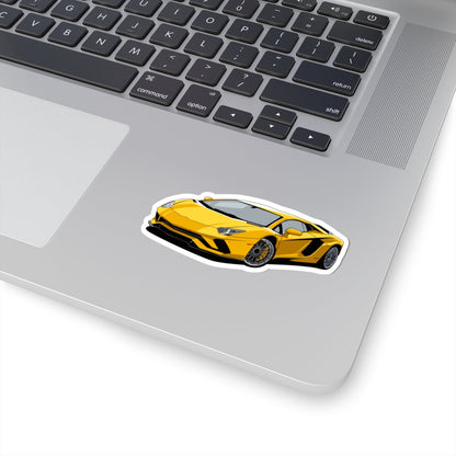 Kiss-Cut Vinyl Decals - Yellow super car Printify