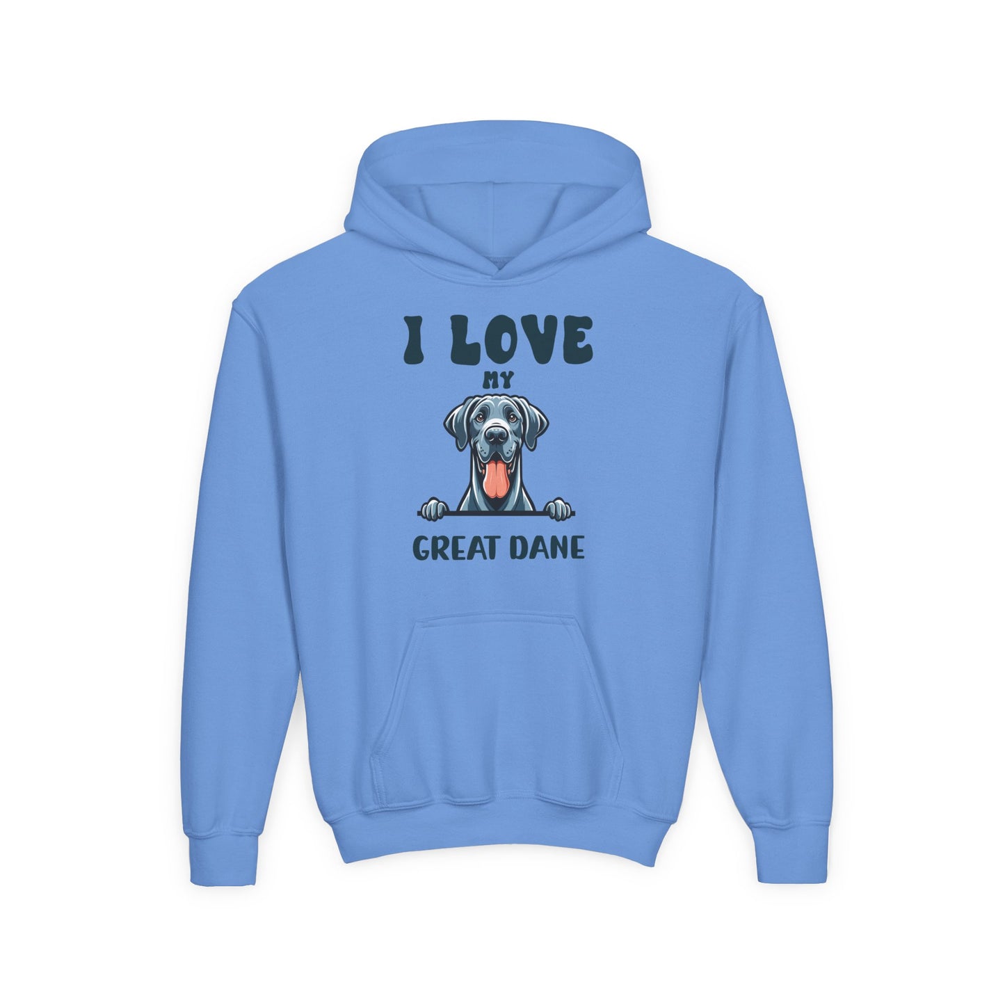 Youth Heavy Blend Hooded Sweatshirt - I love my Great Dane