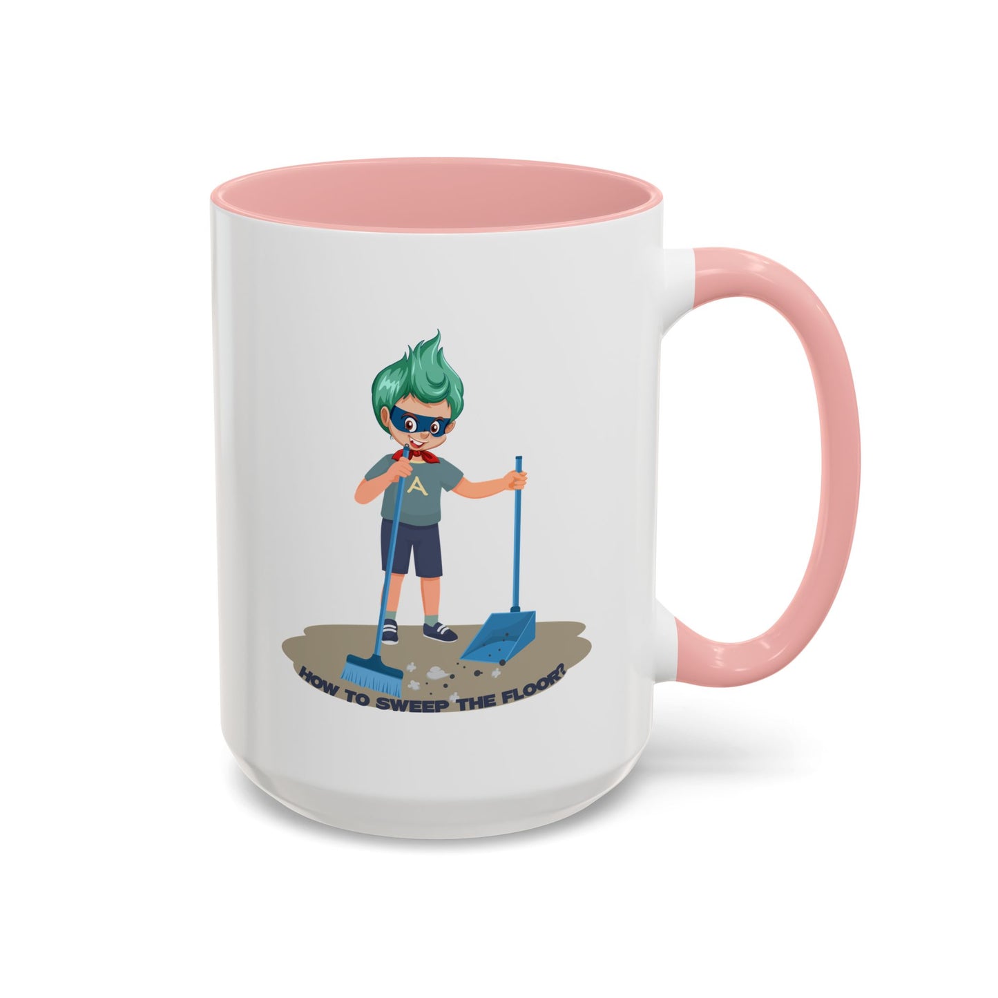 Accent Coffee Mug - Super kiddo sweeping floor