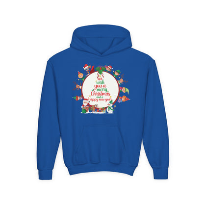 Youth Heavy Blend Hooded Sweatshirt - We wish you a merry christmas - [[{"value":"Wonderwear Kid"}]]