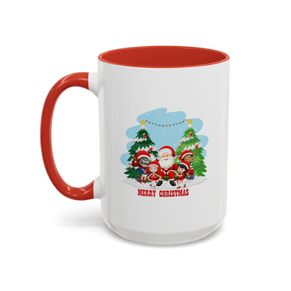Accent Coffee Mug - Super kiddo with santa claus Merry christmas - [[{"value":"Wonderwear Kid"}]]