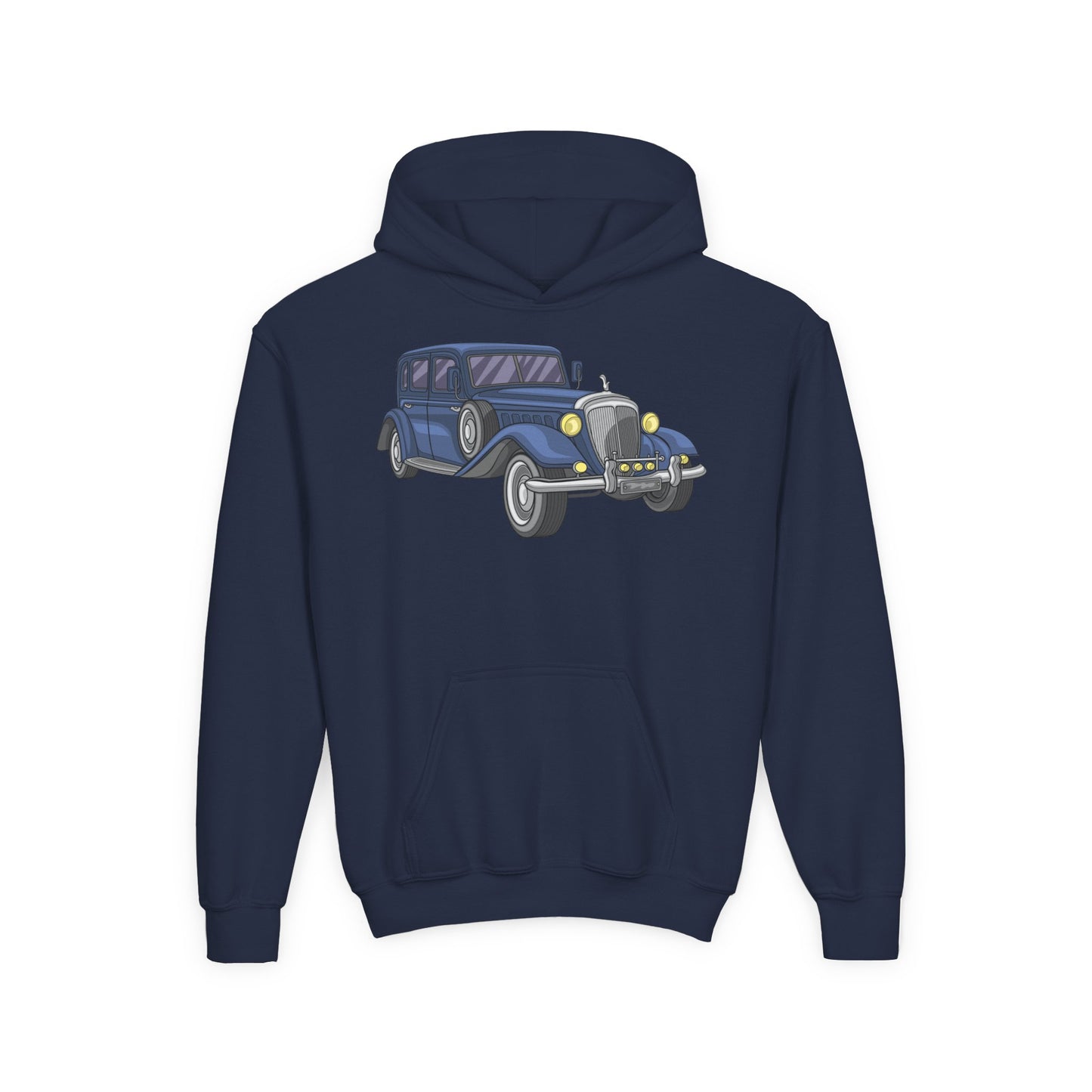 Youth Heavy Blend Hooded Sweatshirt -  vintage retro car