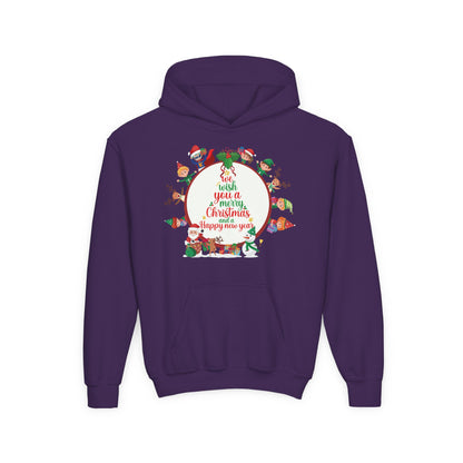Youth Heavy Blend Hooded Sweatshirt - We wish you a merry christmas - [[{"value":"Wonderwear Kid"}]]