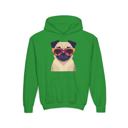 Kids Cool Pug Sunglasses Hoodie Printify