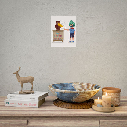 Rolled Posters - Super kiddo cleaning a vase - [[{"value":"Wonderwear Kid"}]]