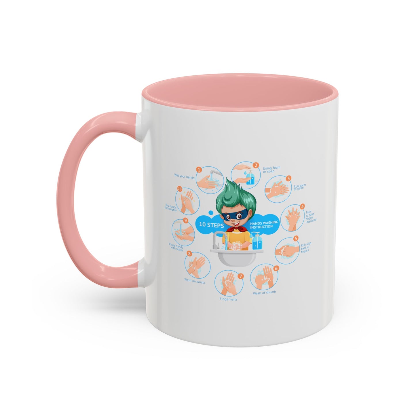 Accent Coffee Mug - Super kiddo hand washing steps