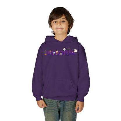 Youth Heavy Blend Hooded Sweatshirt - Holloween word Printify