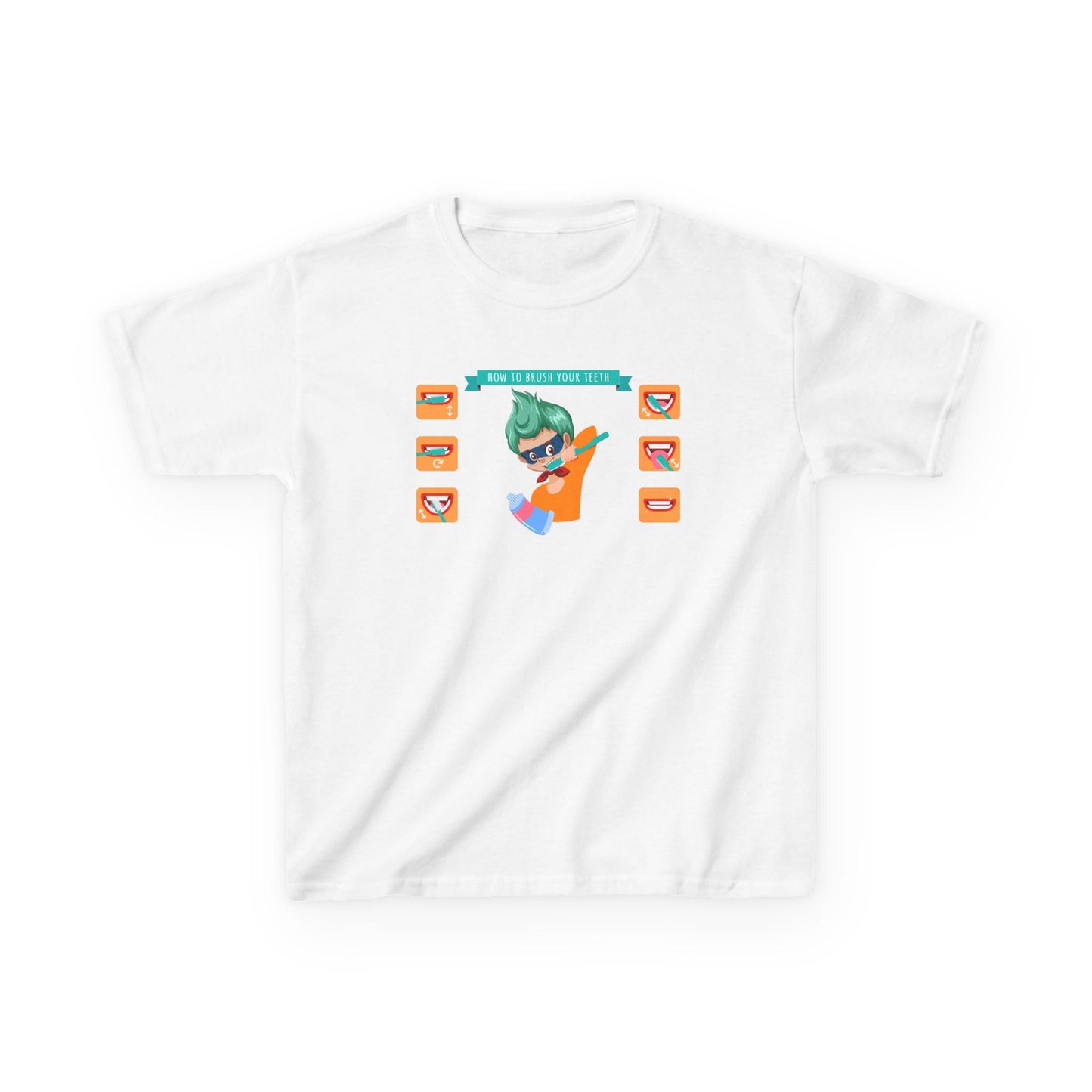 Kids Heavy Cotton™ Tee - Super kiddo how to brush teeth - [[{"value":"Wonderwear Kid"}]]