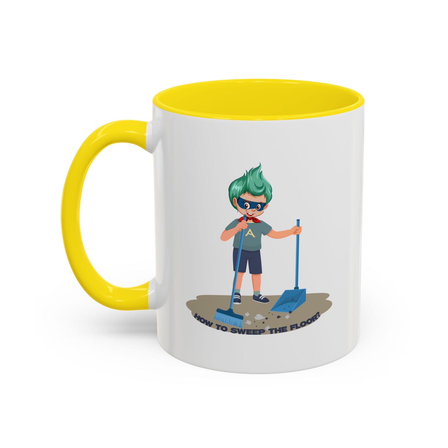 Accent Coffee Mug - Super kiddo sweeping floor