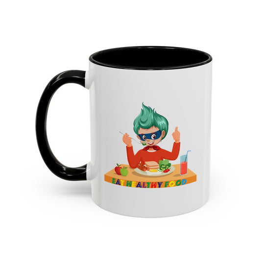 Accent Coffee Mug - Super kiddo eating healthy breafast