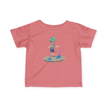Infant Fine Jersey Tee - Super kiddo sweeping floor - [[{"value":"Wonderwear Kid"}]]