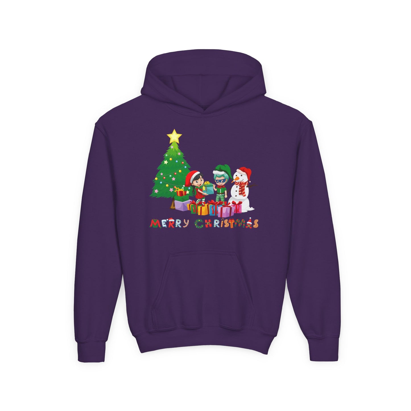 Youth Heavy Blend Hooded Sweatshirt - Super kiddo preparing gifts