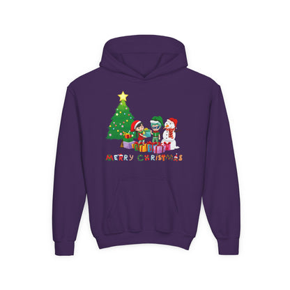 Youth Heavy Blend Hooded Sweatshirt - Super kiddo preparing gifts - [[{"value":"Wonderwear Kid"}]]
