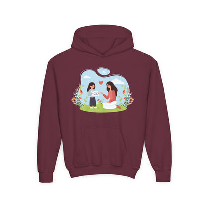 Youth Heavy Blend Hooded Sweatshirt -  Mother and daughter love Printify