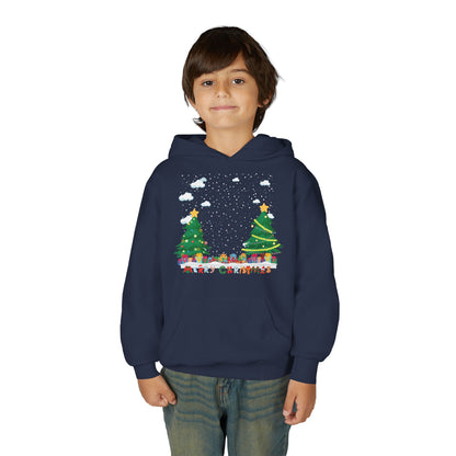 Youth Heavy Blend Hooded Sweatshirt - Christmas and snowing - [[{"value":"Wonderwear Kid"}]]