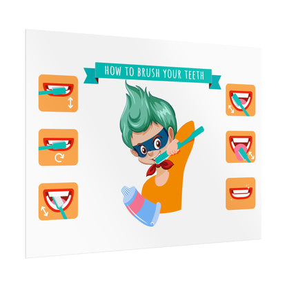 Rolled Posters - Super kiddo how to brush teeth - [[{"value":"Wonderwear Kid"}]]