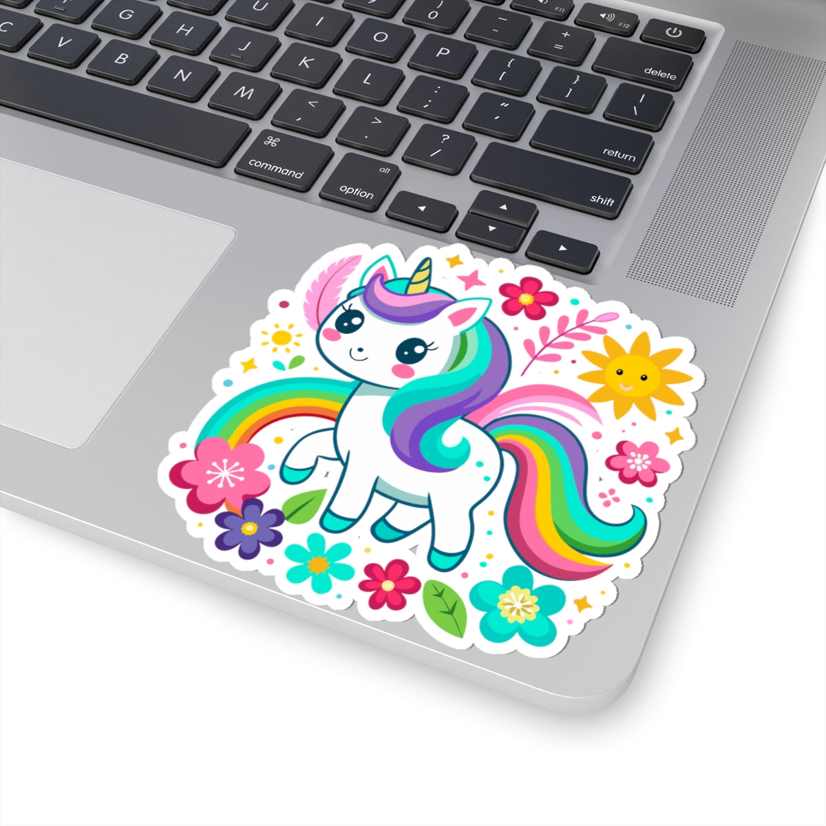 Kiss-cut Stickers - Unicorn with flower