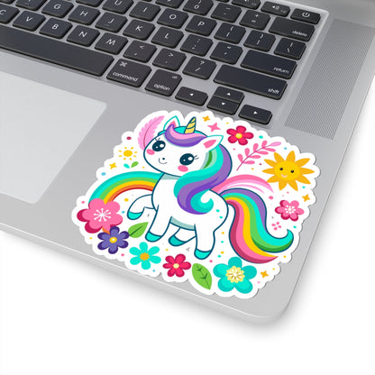 Kiss-cut Stickers - Unicorn with Flower Printify