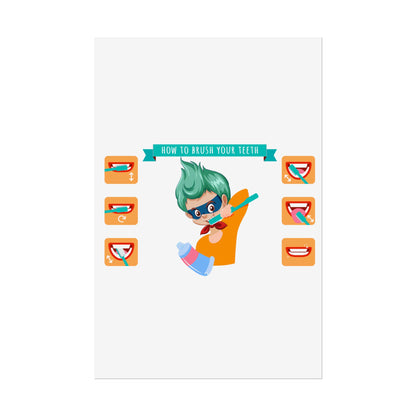 Rolled Posters - Super kiddo how to brush teeth - [[{"value":"Wonderwear Kid"}]]
