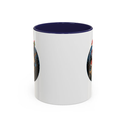 Accent Coffee Mug - Super kiddo riding a reindeer - [[{"value":"Wonderwear Kid"}]]