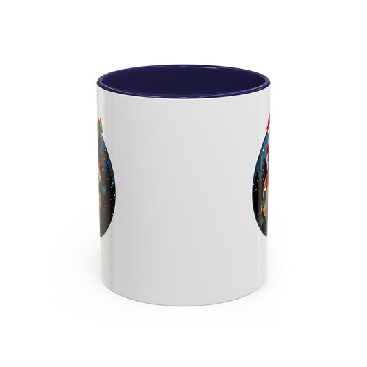 Accent Coffee Mug - Super kiddo riding a reindeer - [[{"value":"Wonderwear Kid"}]]
